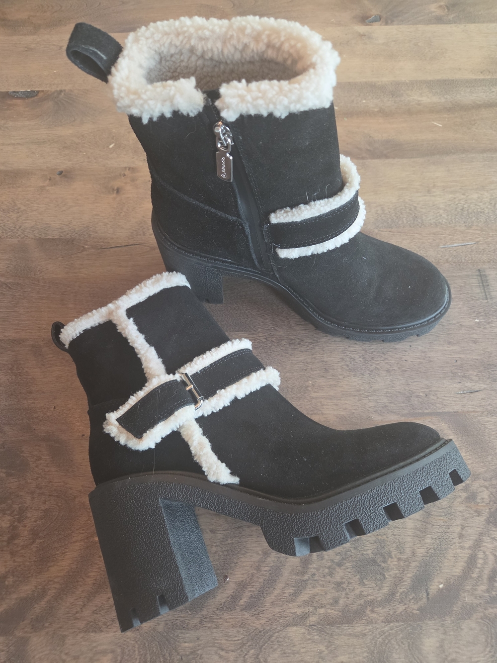 Blondo Black Faux-Shearling Ankle Boots for Women Size 8